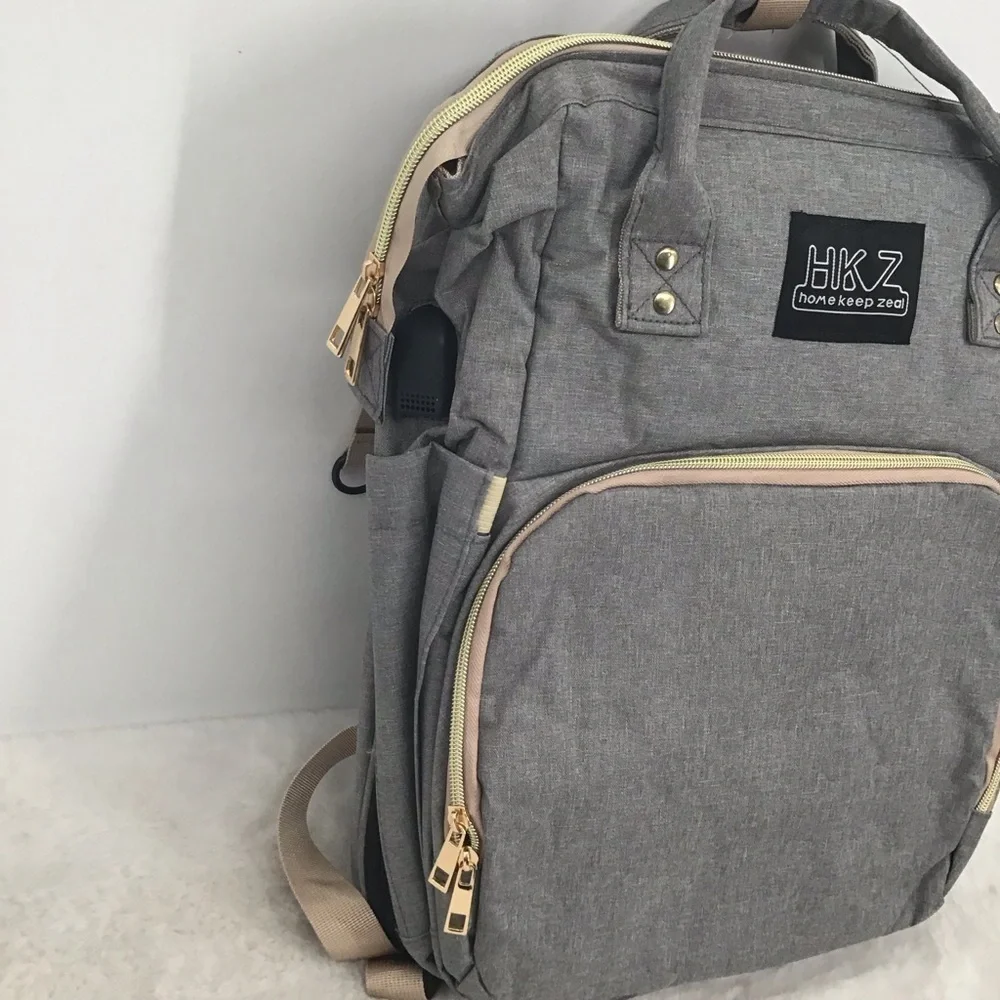 HKZ Home Keep Zeal Nylon Baby Diaper Bag/Backpack Foldable Crib Storage Travel